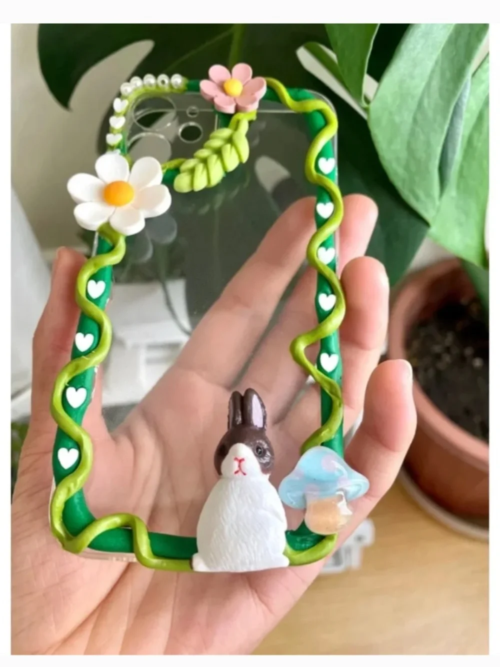 iPhone12mini Baroque Butterfly and rabbit Phone Case, Handmade